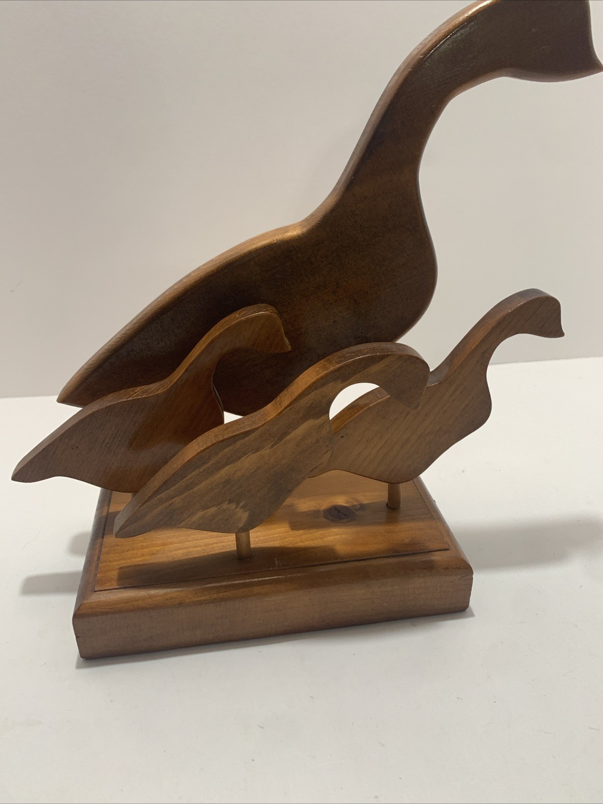Vintage Solid Wood Duck Sculpture 14 Inches Diagonal 11 Inches Tall