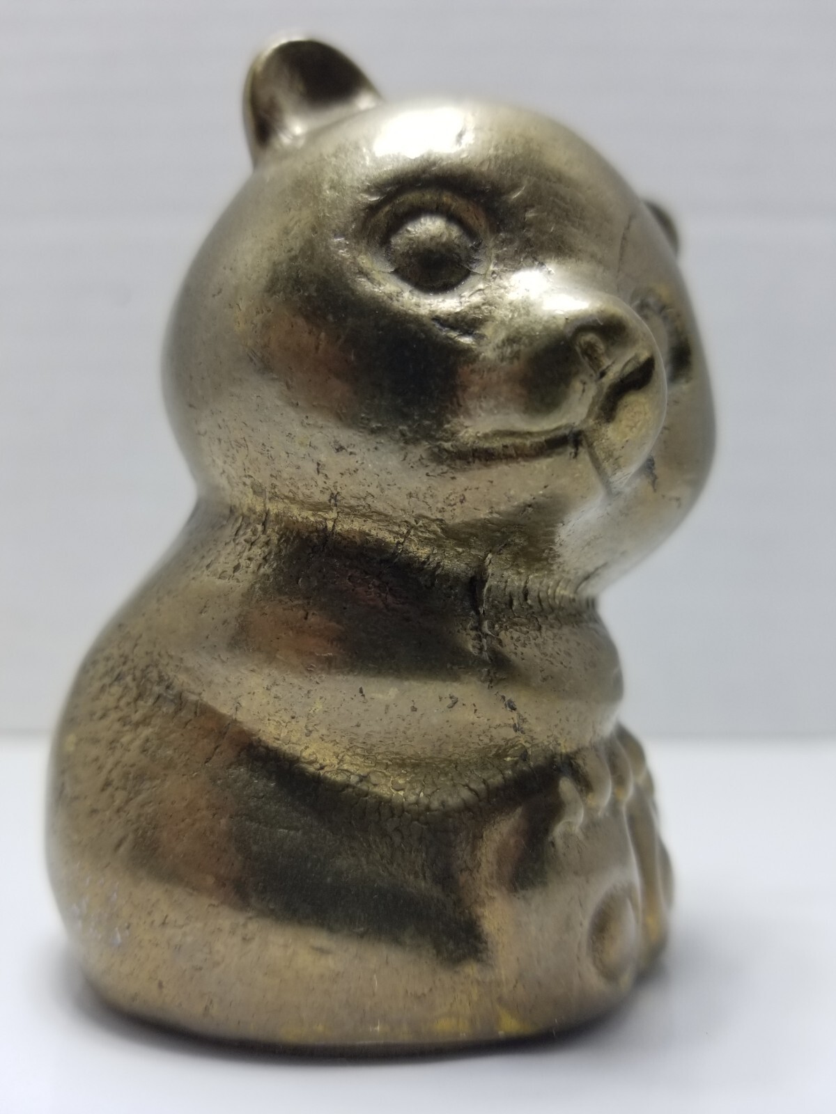 Vintage Brass Panda Bear Garanted Massiv Messing Lacared Figurine Paperweight 3″