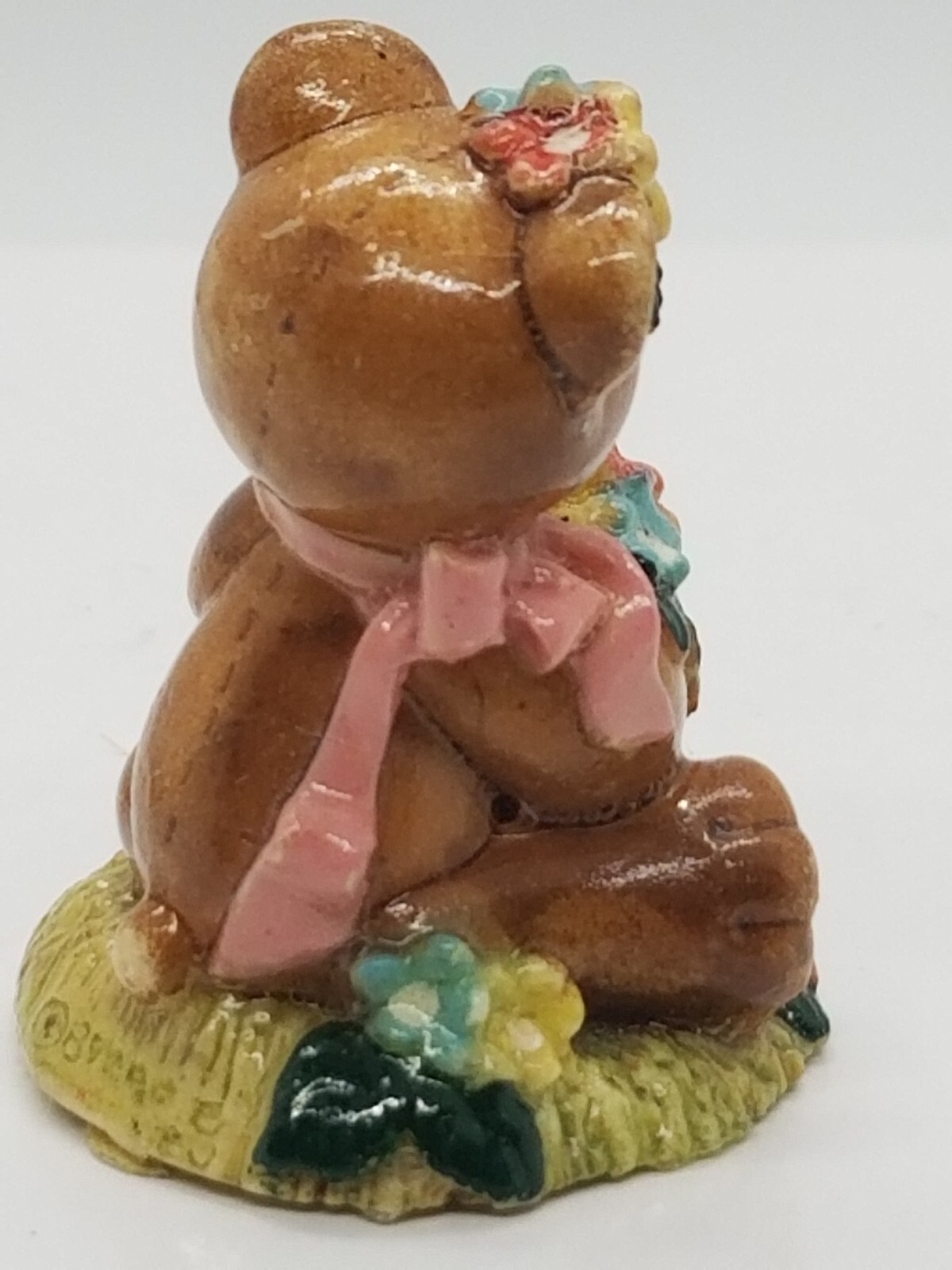 Figurine TEDDY BEAR Miniature PenniBear Flowers Bouquet Vintage