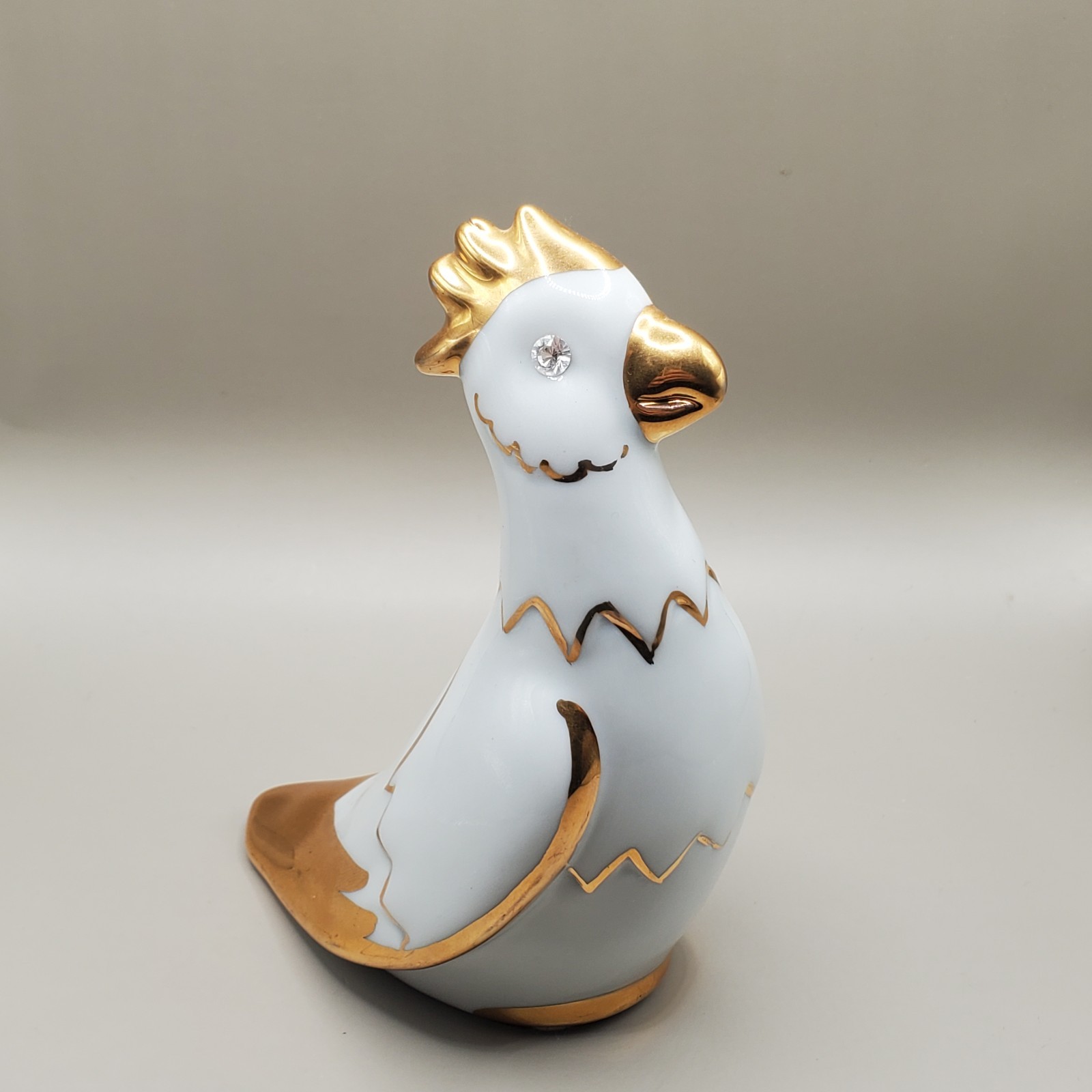 CAPODIMONTE ITALY VINTAGE PORCELAIN BIRD FIGURINE WITH SWAROVSKI CRYSTAL