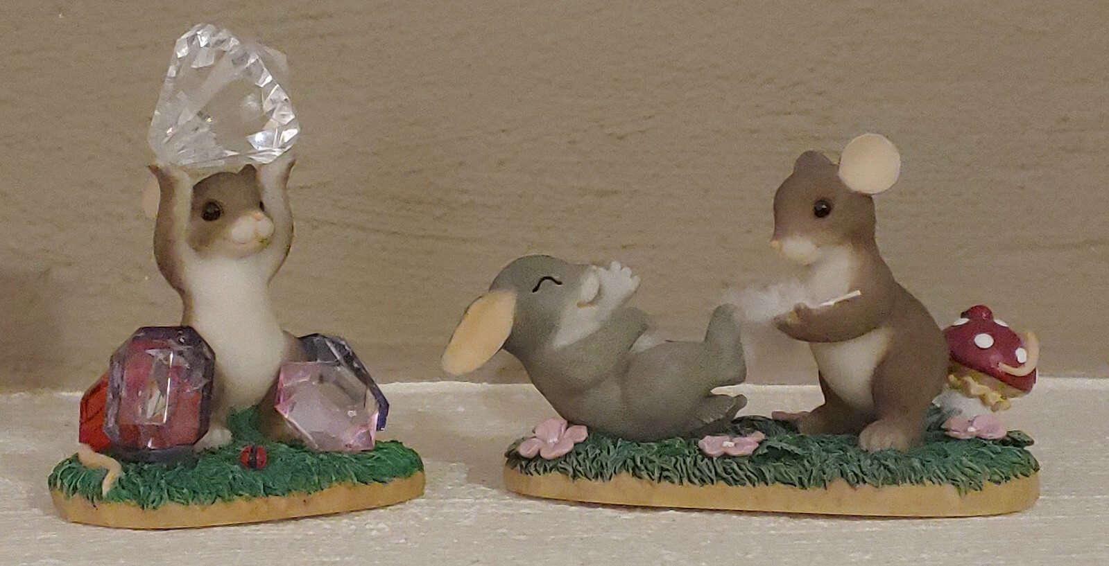 Lot of 2 Fitz Floyd Charming “Tails You’re A Real Gem” & “Tickled Pink” Mouse