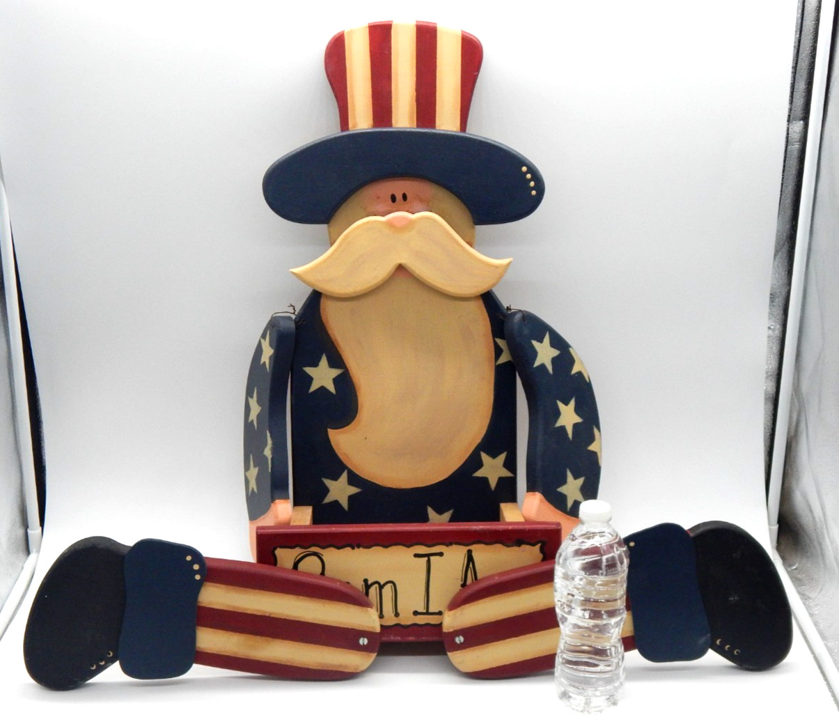 UNCLE SAM PATRIOTIC Wood Painted Large Planter Dangle Arms Legs Shelf Sitter 23