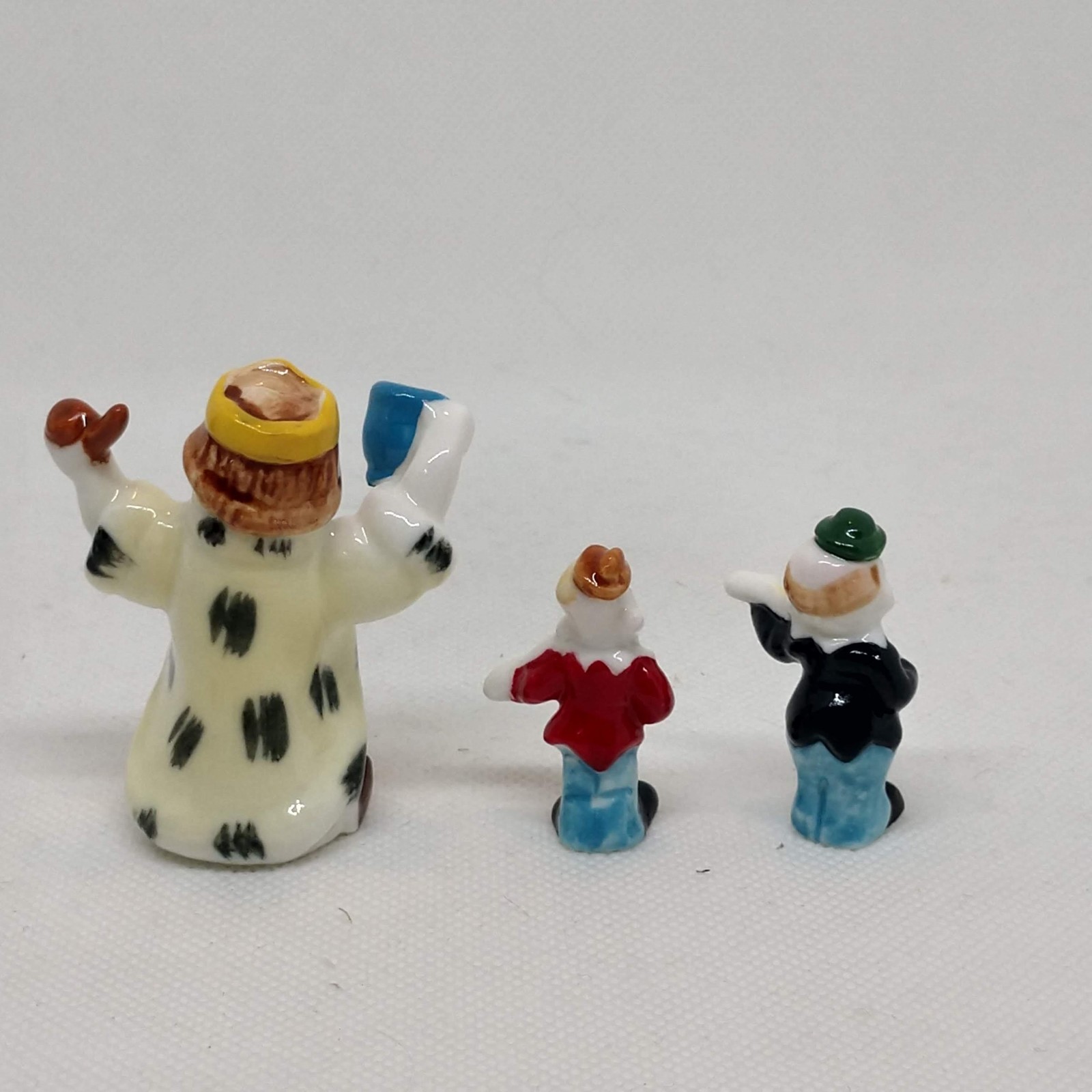Miniature Bone China King Kole Clown Figurines Lot Of 3 Japan Boxed Hand Painted