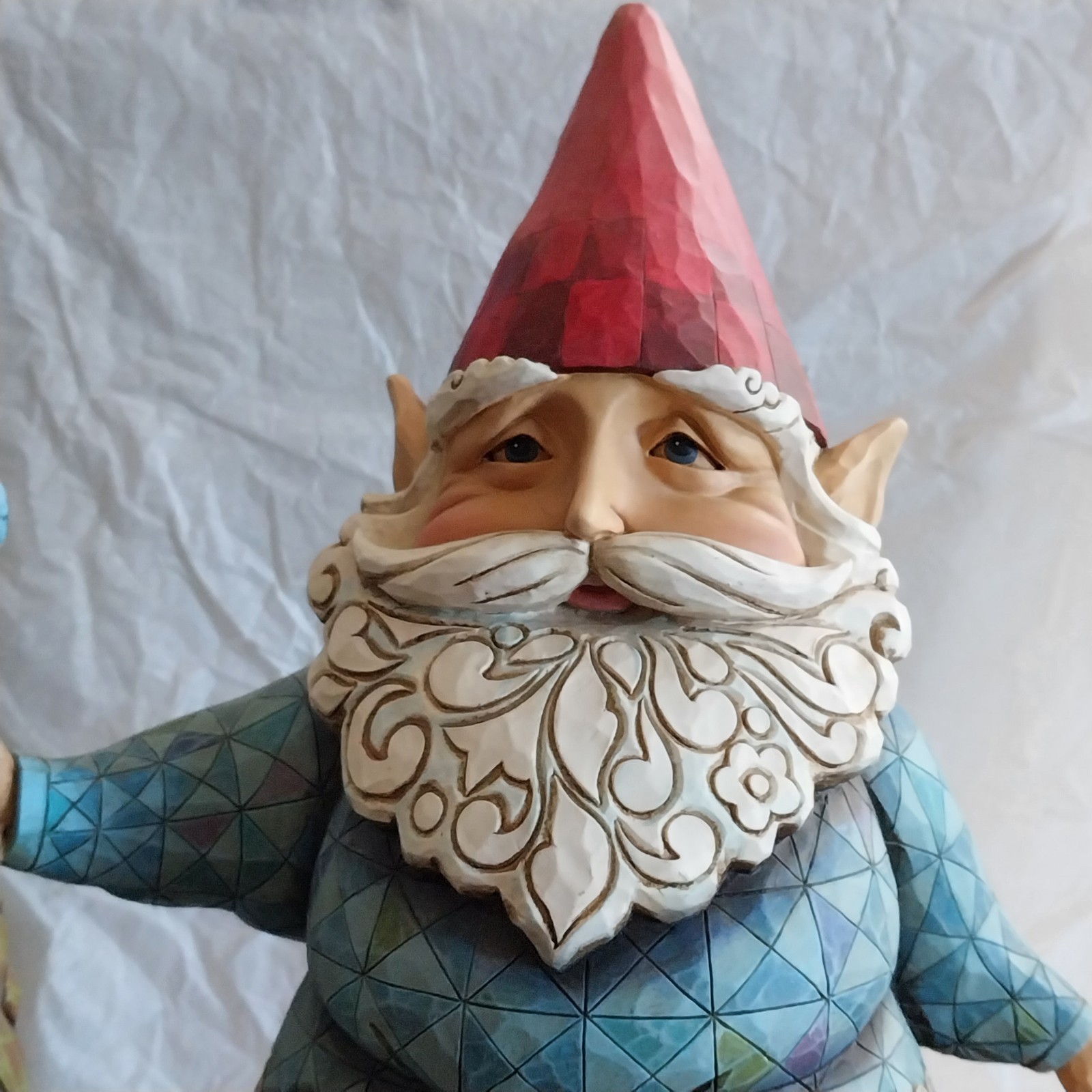 Jim Shore 4007763 Large Garden Gnome Blue Bird Staff Figure Statue 19″