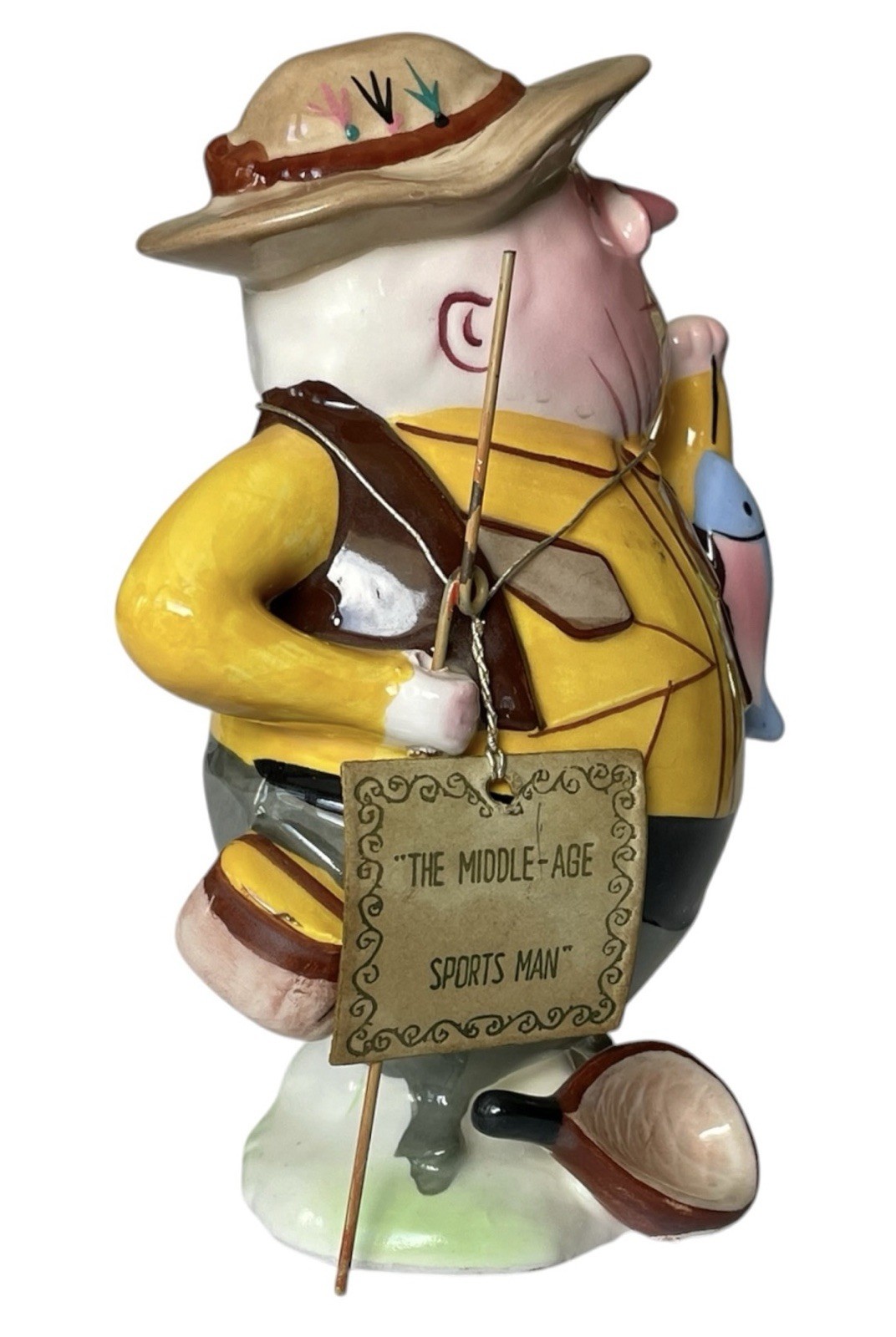 Enesco Fisherman Figurine Fly Fishing Guy 1950S JAPAN The Middle-Age Sports Man