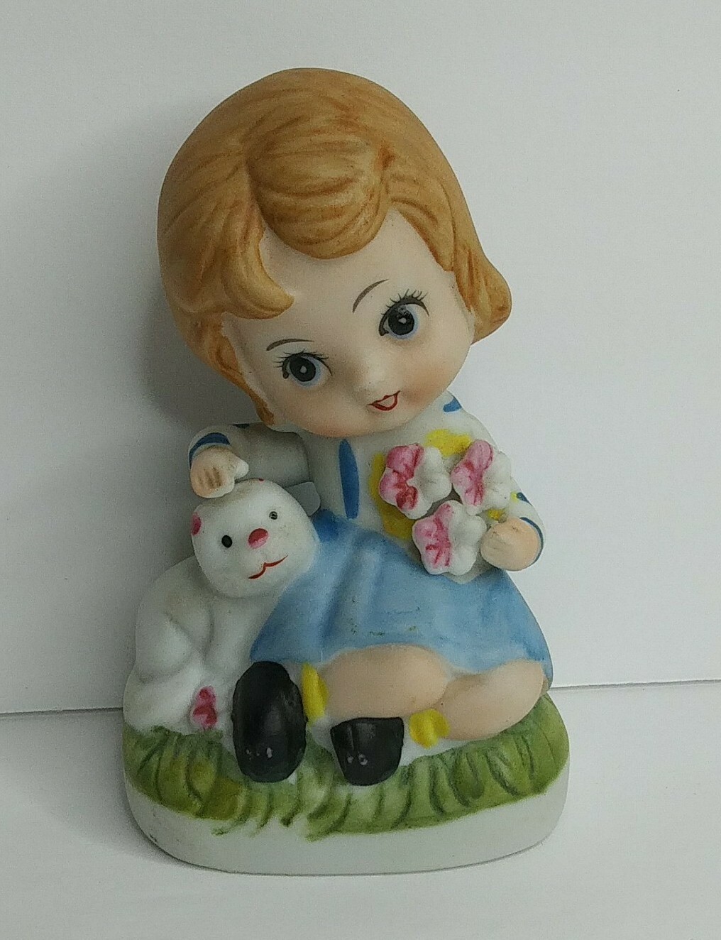 Vintage Unbranded Little Boy Rabbit Girl Cat Porcelain Figurines Set Korea Decor