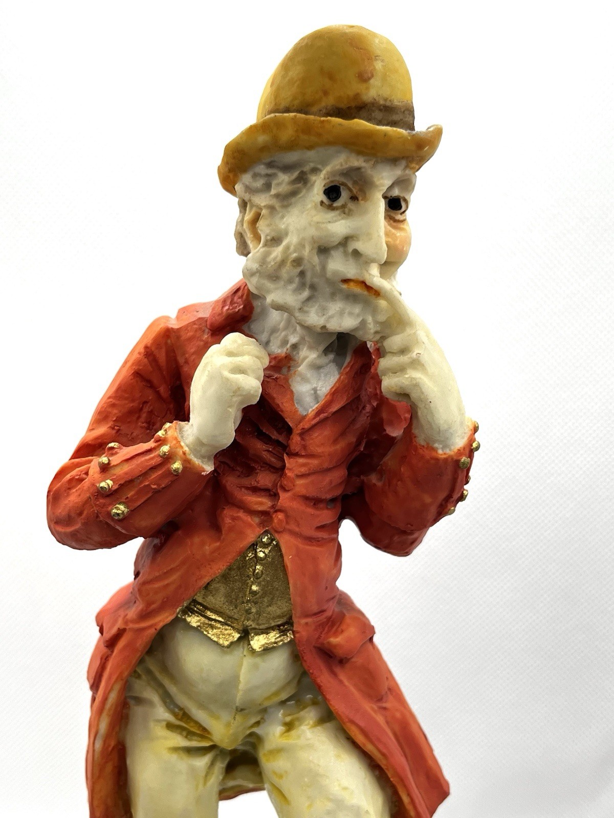 Vintage Gentleman Golfer Figurine 10.5” Red Coat Statue on Wood Base | Excellent