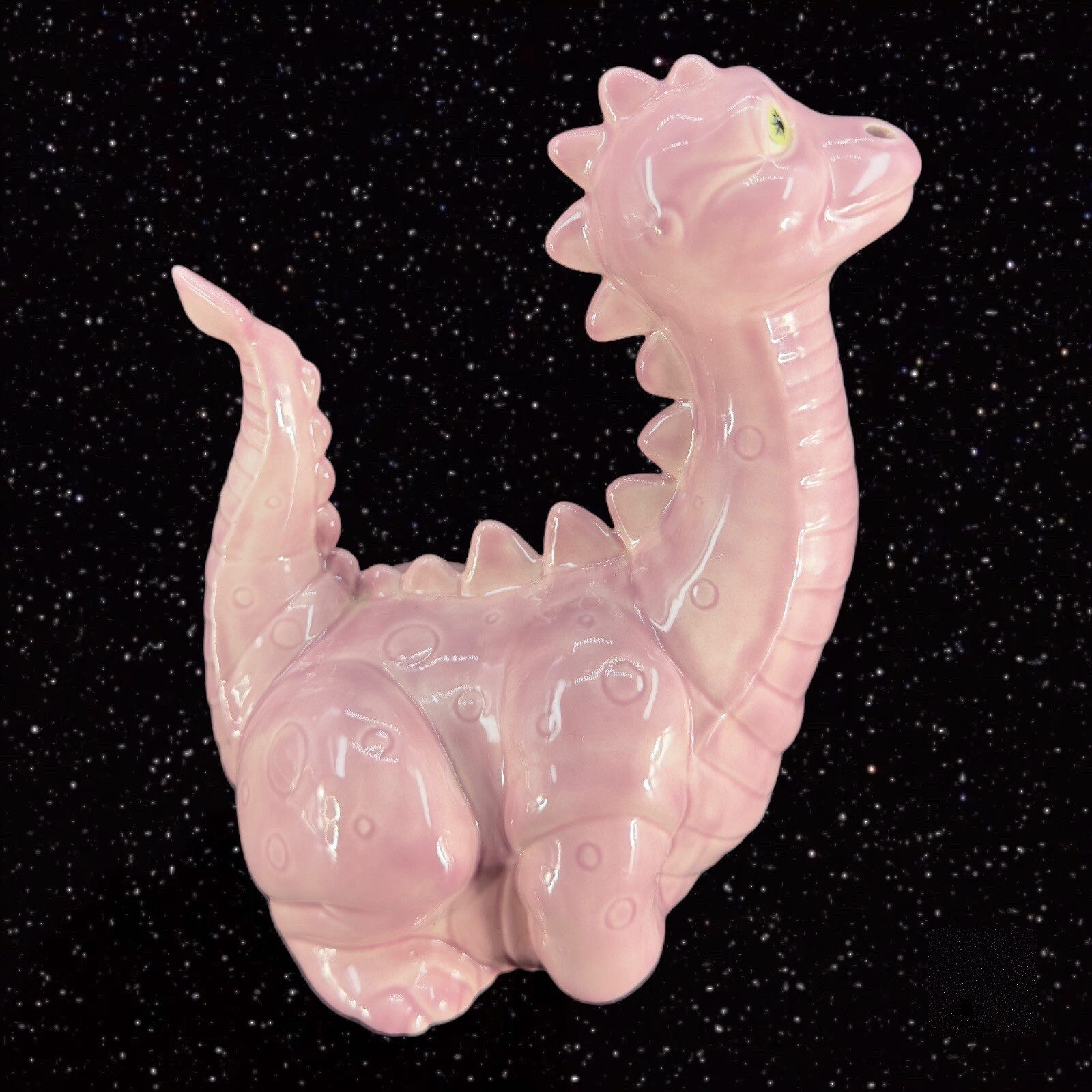 Ceramic Hand Painted Ceramic Pink Dinosaur Figurine Whimsical Figure Vintage