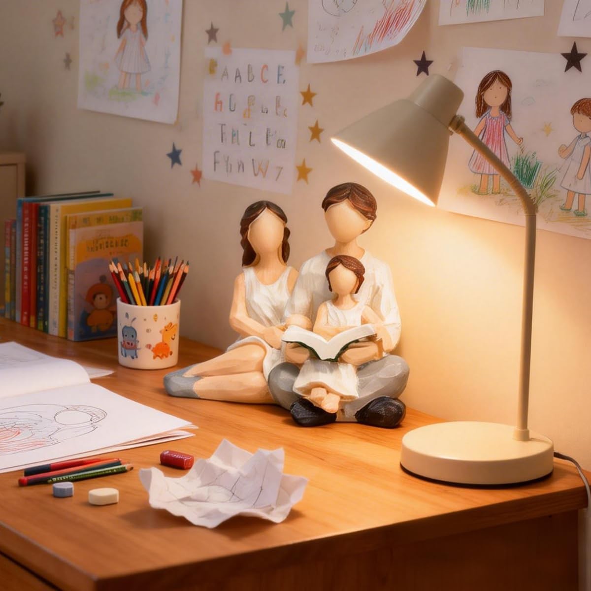 Family of 3 Figurines Gift, Parents and Kid Statue,Hand-Painted Resin Family …