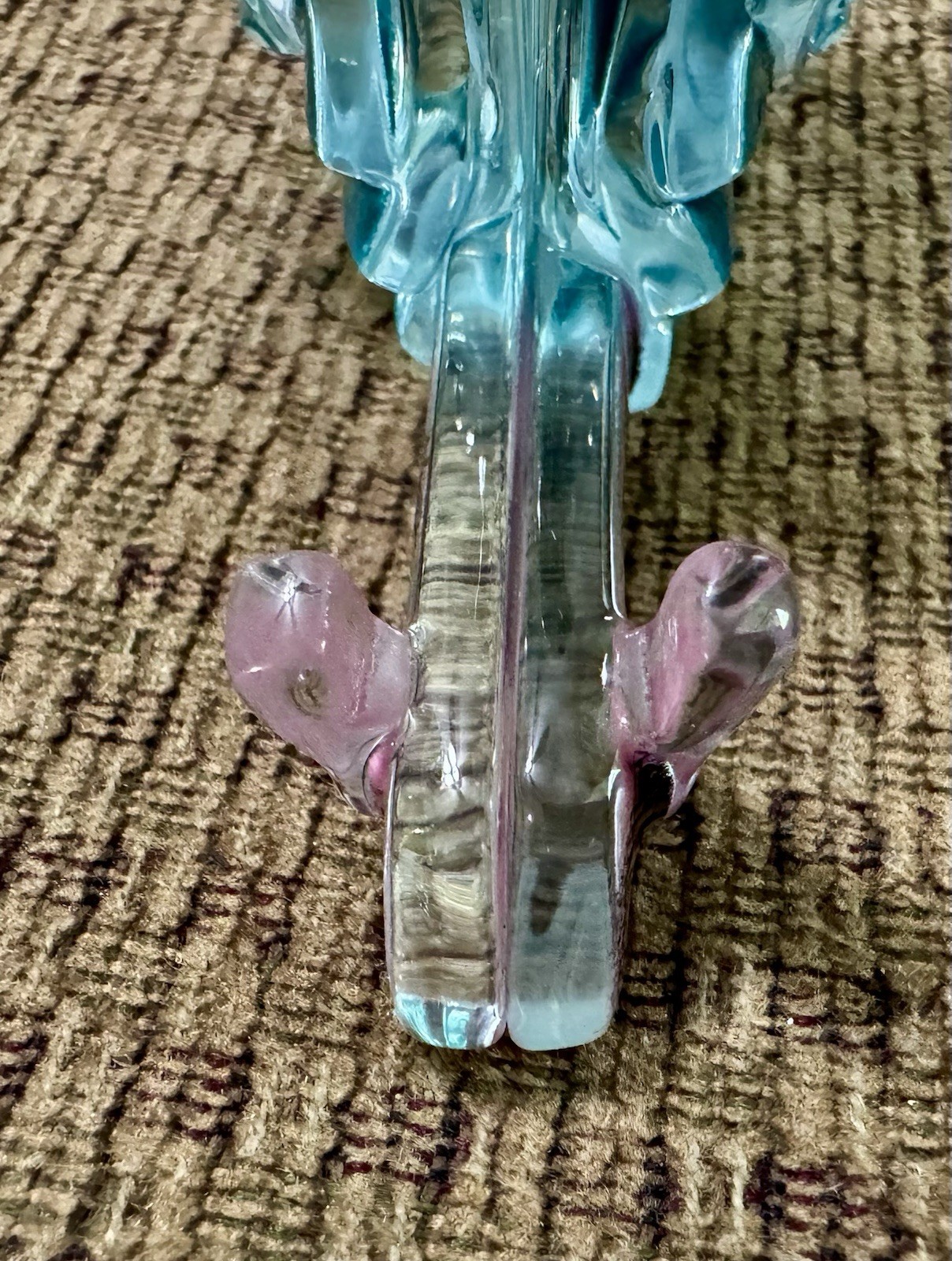 Fused Glass Snail With A Fused Glass Rosette Body Teal Color. Approx 4.5 Inches