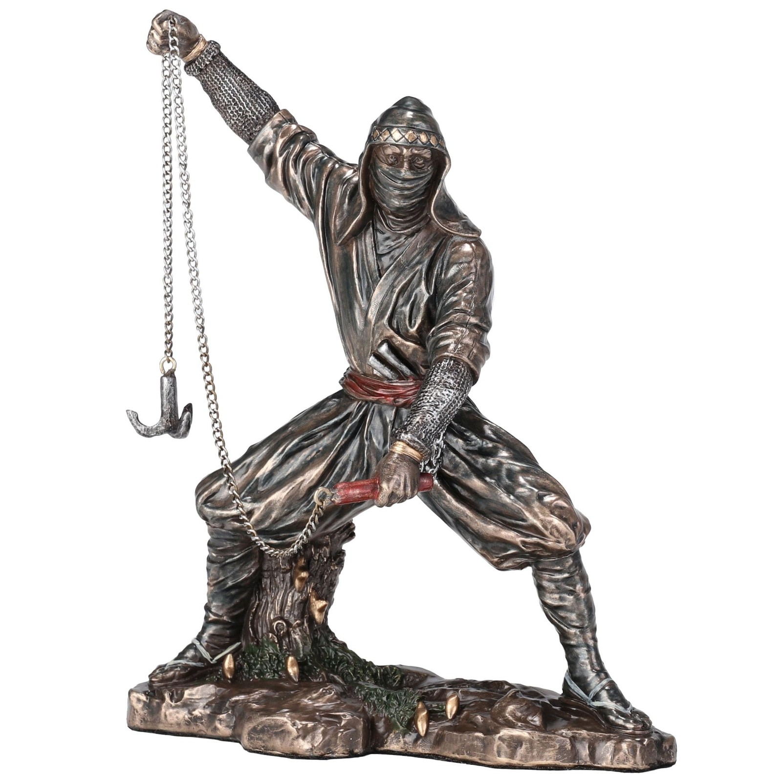 Veronese Design 6 1/4 Inch Ninja Wielding Grappling Hook Cold Cast Resin Bronze