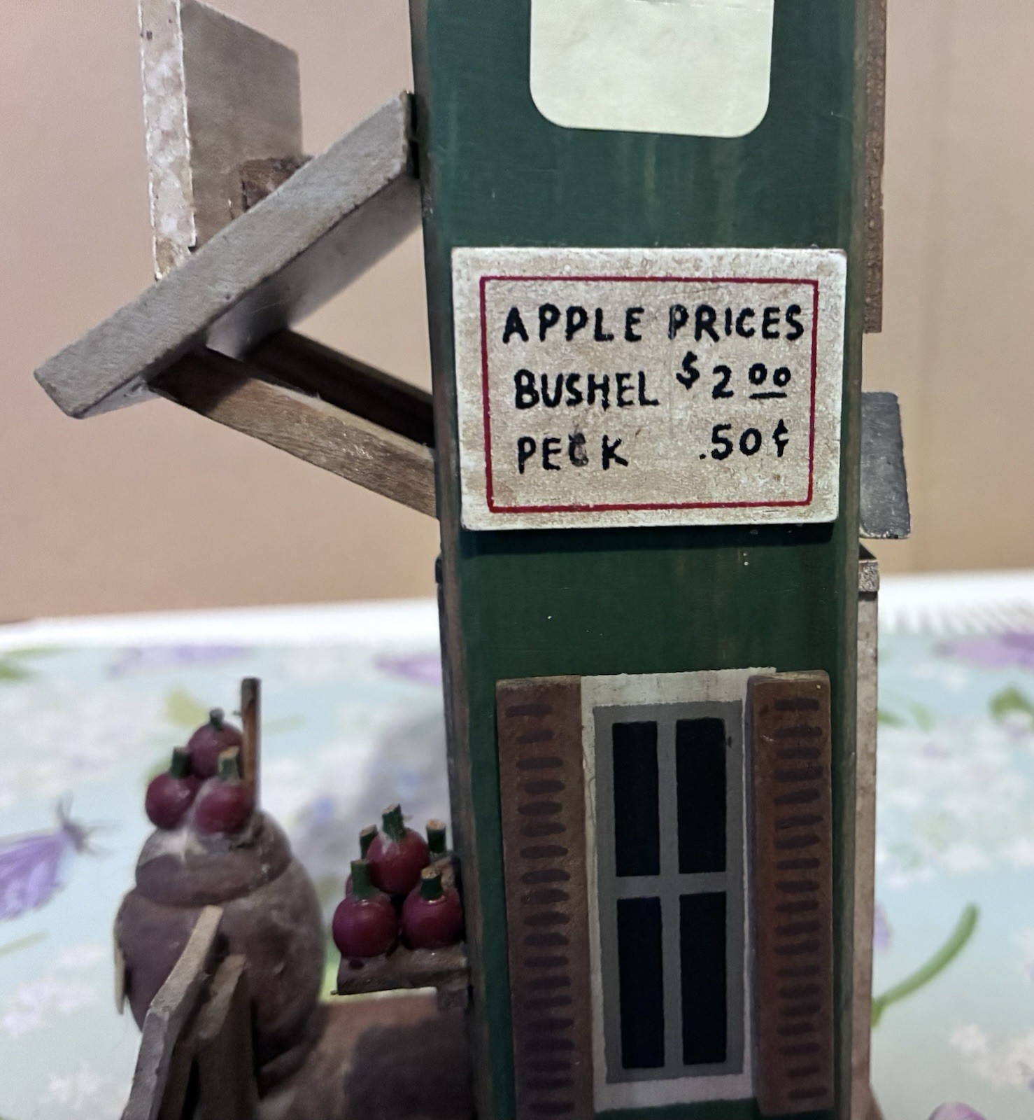 Vintage Wooden Mini Building”Boose Farm Market” Apple Market Folk Art