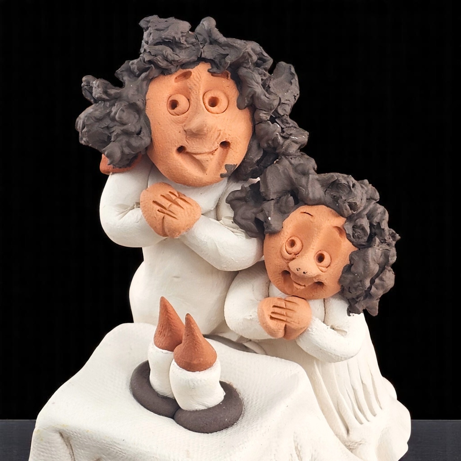 VTG Jewish Mother Child Praying Figure Woman Daughter Clay Artist Denis Filtser