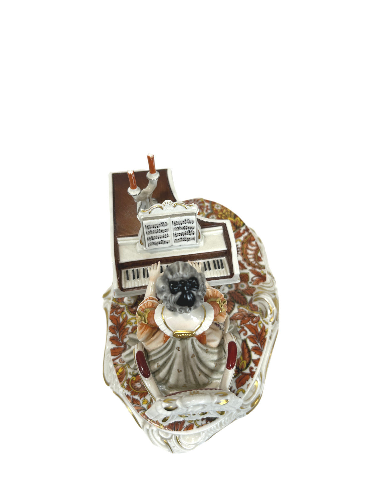 H.H. Kunst Dresden Porcelain Figurine Elegant Court Scene Women Piano Player