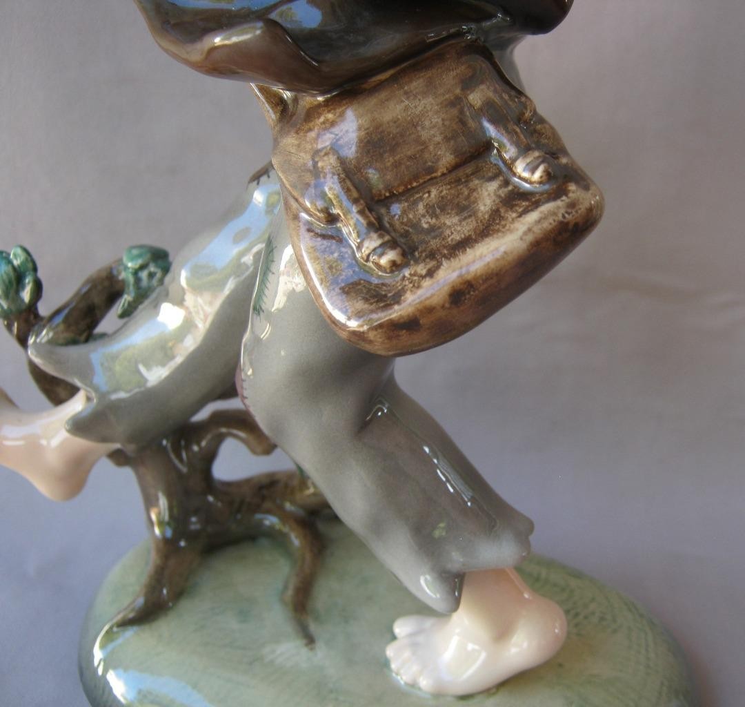 Vintage Keramos Dakon Porcelain Walking Vagabond Boy Figurine Vienna Austria