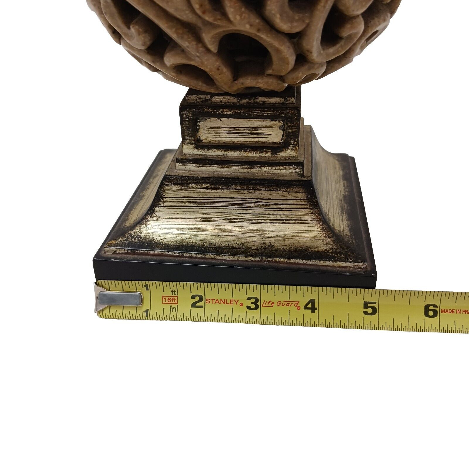 Ornate Candle Holder 12″ Art Deco Faux Alabaster Cut Out Globe Morrocan Boho VNT