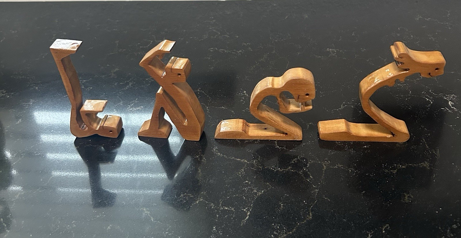 Wooden Abstract Figurines Hand Made Lot Of (4)