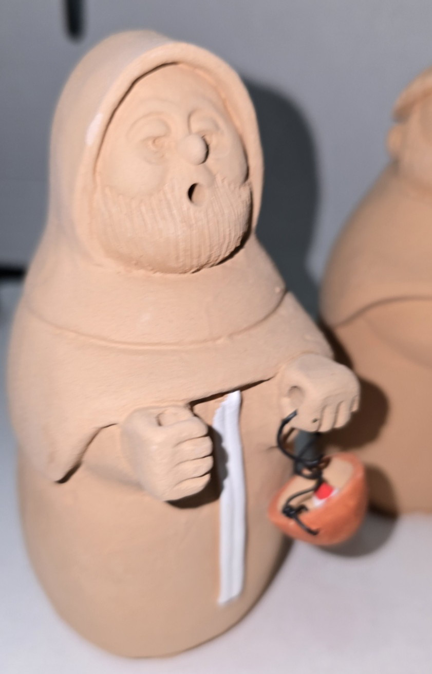 Nun Monks Priest Figurines SERMAR Chile Clay Folk Art Christmas Signed Set of 5