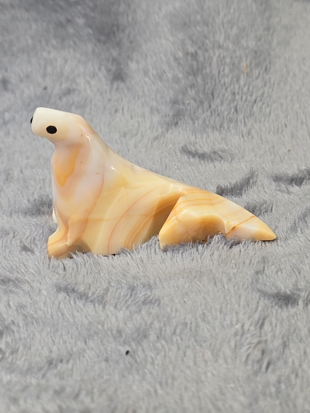 Onyx Marble Hand Carved Gray White Zebra Beige White Seal Miniature Figures