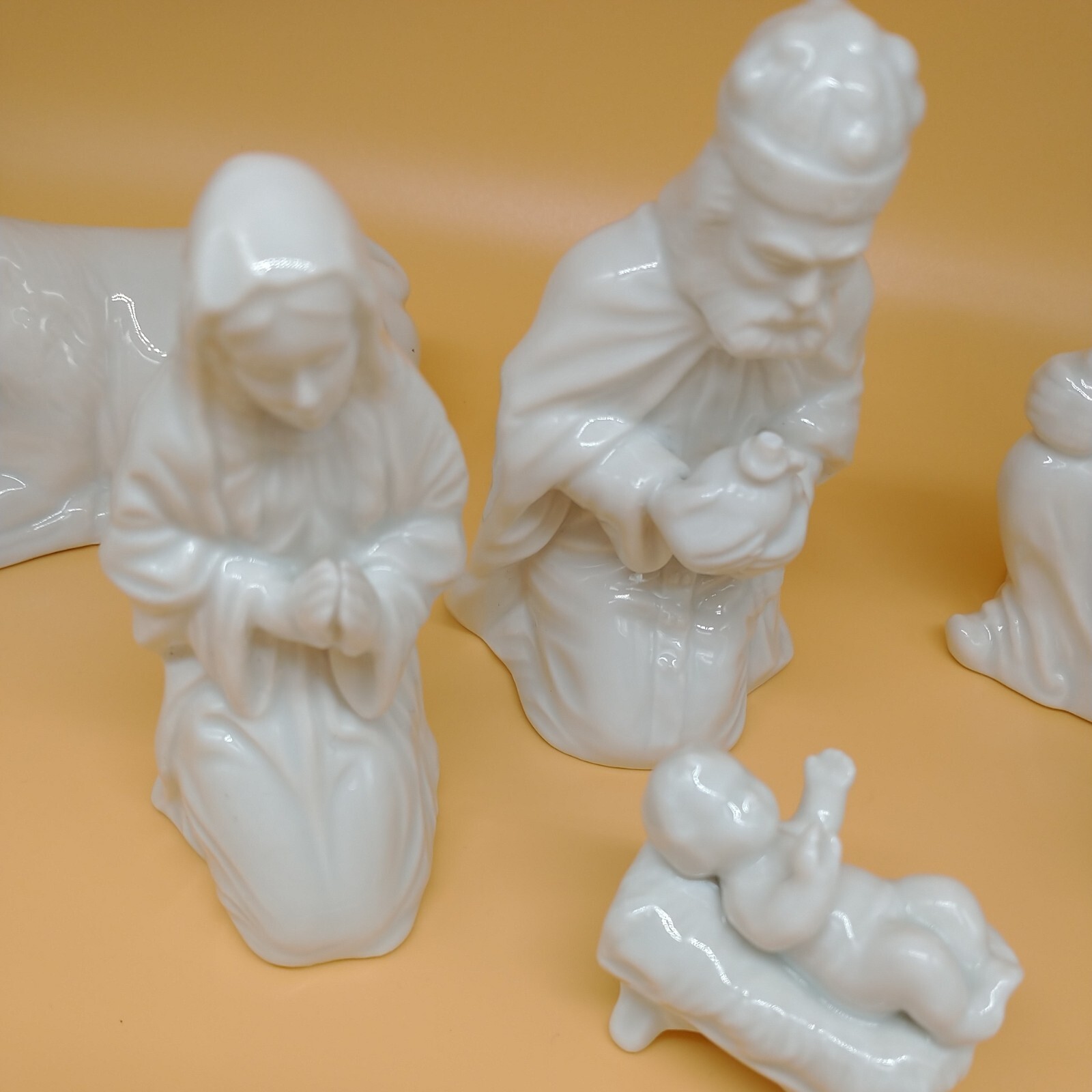Nativity Set 1977 Fitz & Floyd Porcelain 6 pc Christmas Jesus Bethlehem VINTAGE
