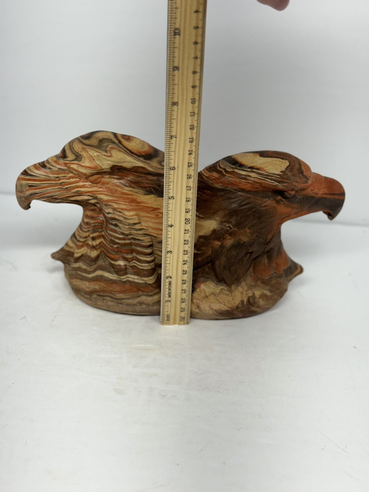 Vintage Native American Eagle Bookends Swirl Layered Clay Resin Western Decor
