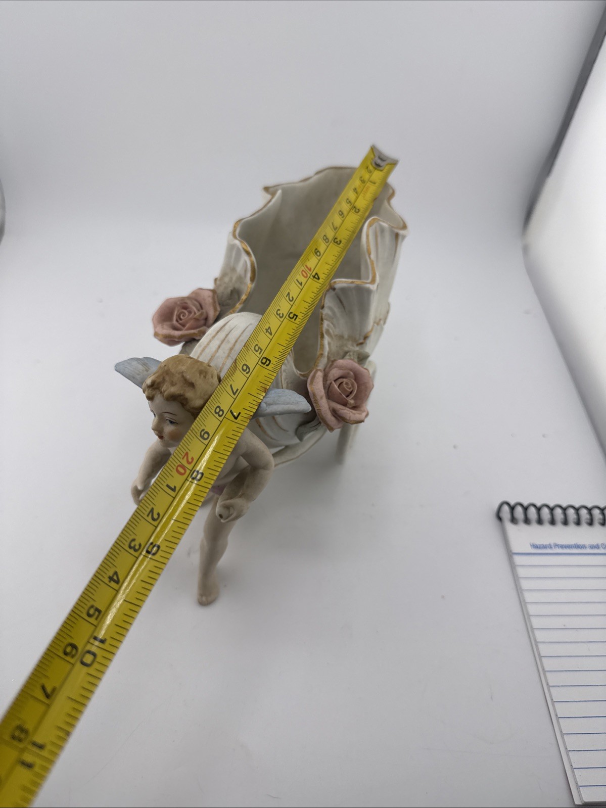 UCAGCO CHINA CERAMIC WINGED CHERUB PULLING A SHELL-SHAPED CART Occupied Japan