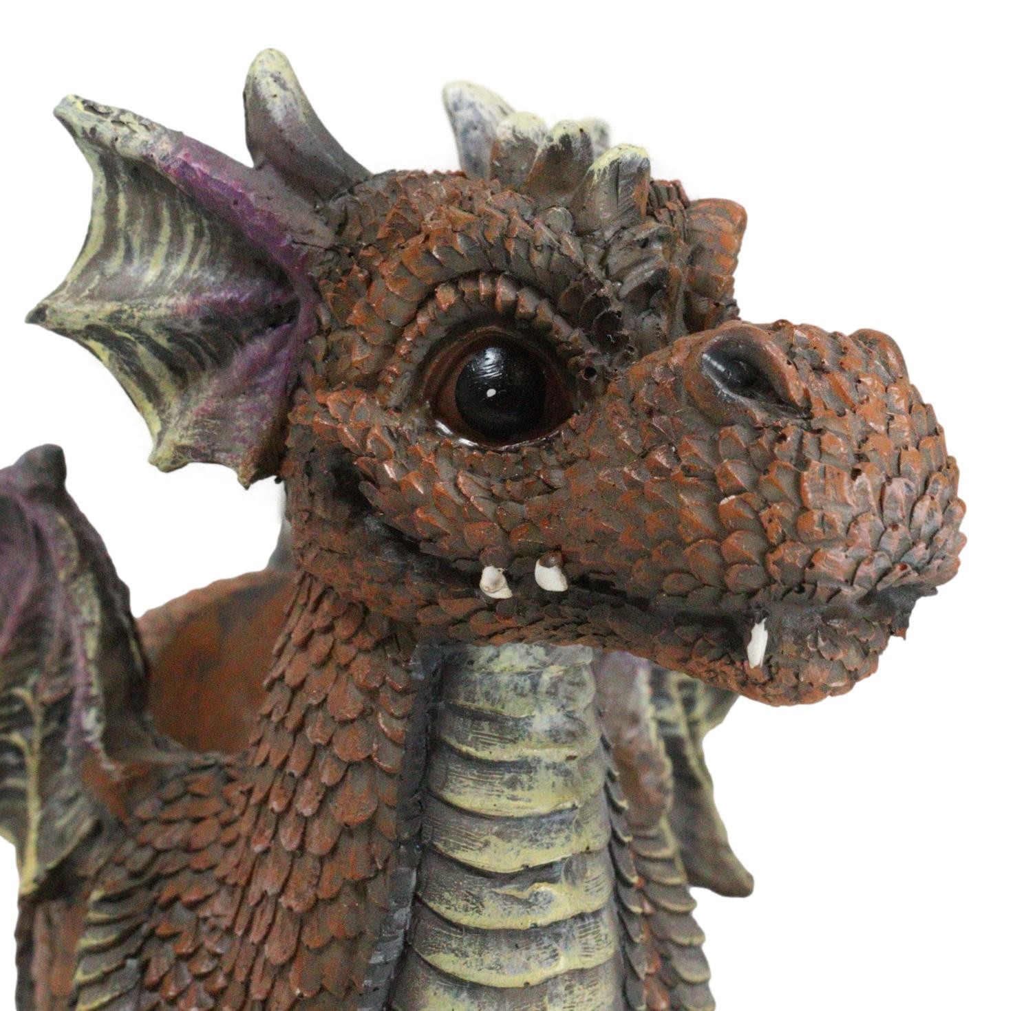 Snuggling Cozy Red Fire Dragon At Rest Planter Pot Garden Decor Figurine 11.25″L