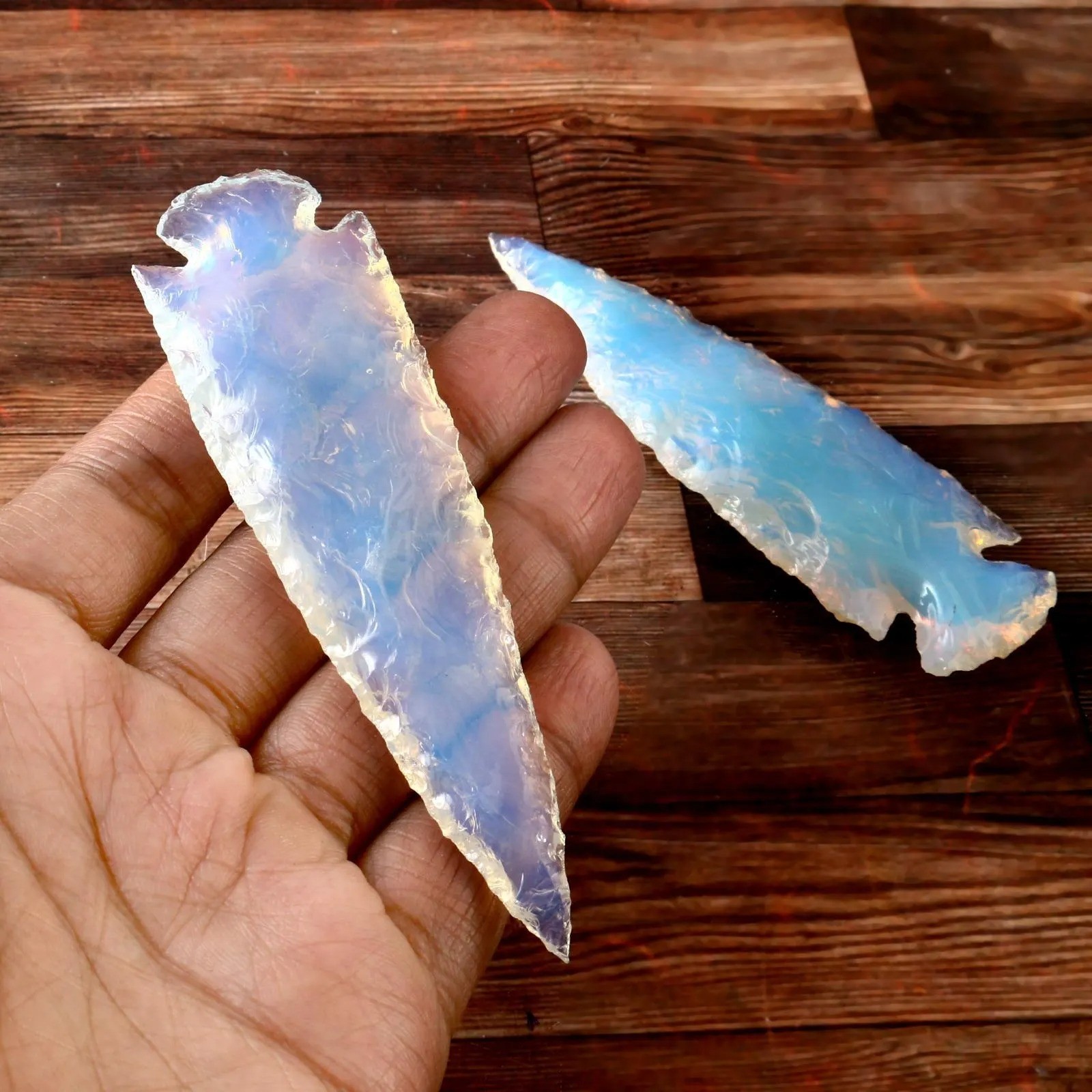 Handmade Opalite Crystal Arrowhead Athame – Hunting Blade, Boho Crystal Gift
