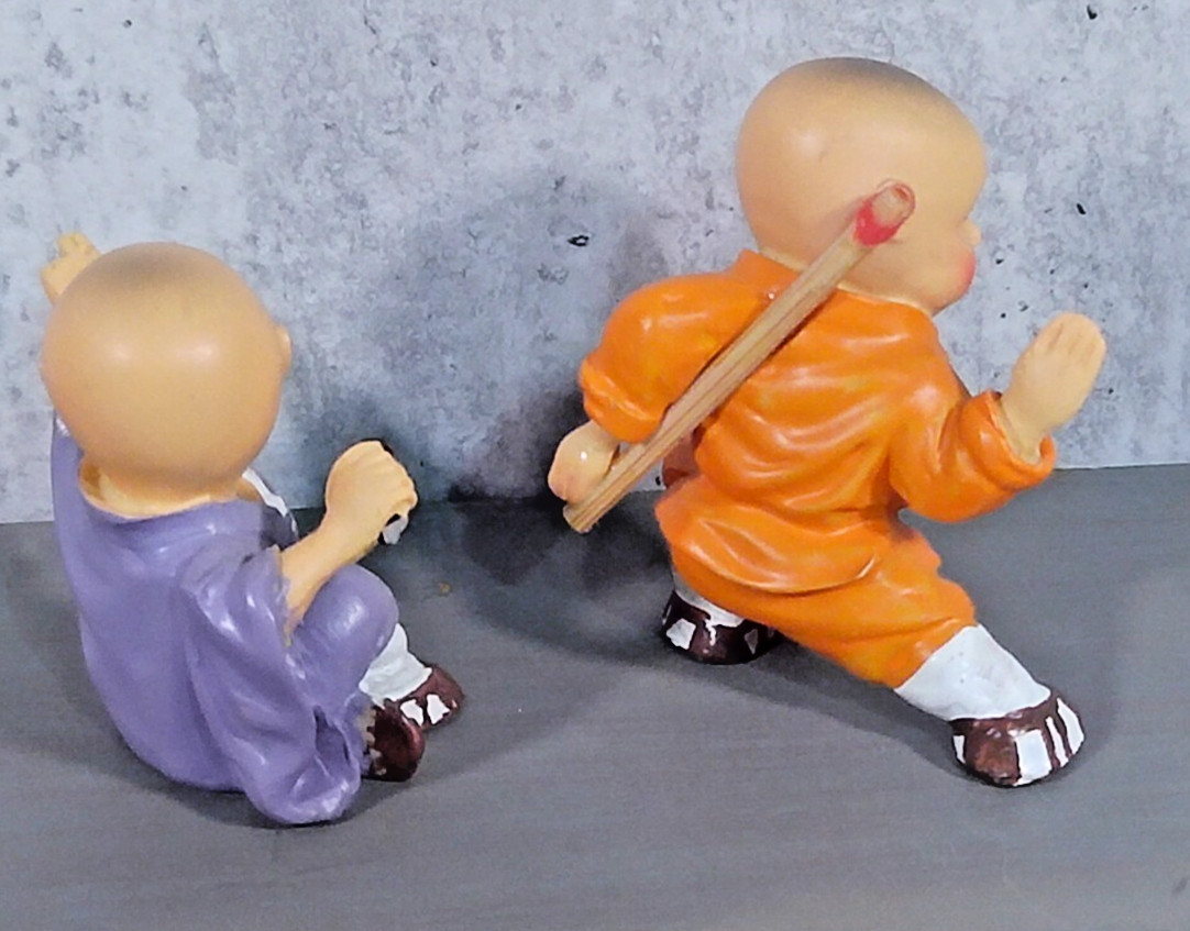 Shaolin Monk Kung Fu Boys Action Pose Resin 9 Figure Lot Martial Arts Vintage