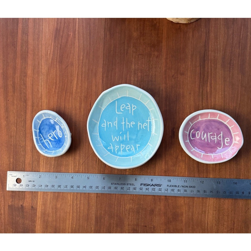 Handmade Trinket Dish Pottery by Karissa Chase Australian Have Courage Leap Hero