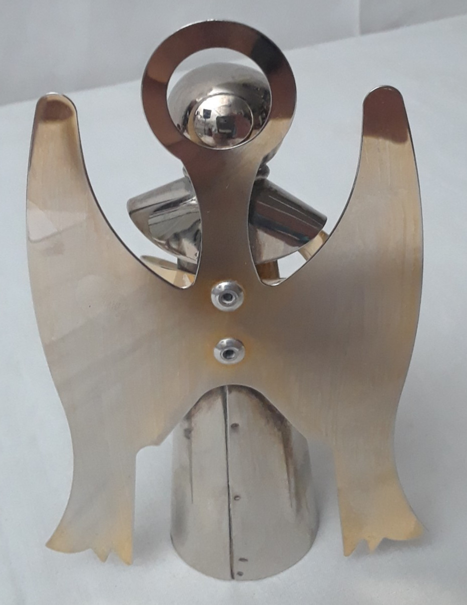 Contemporary Mirror Silver tone Metal 5 in Angel Figurine