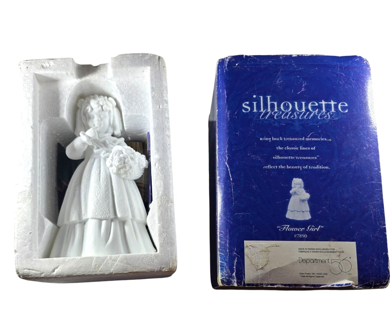 Flower Girl Figurine Vtg department 56 Porcelain silhouette bridal wedding