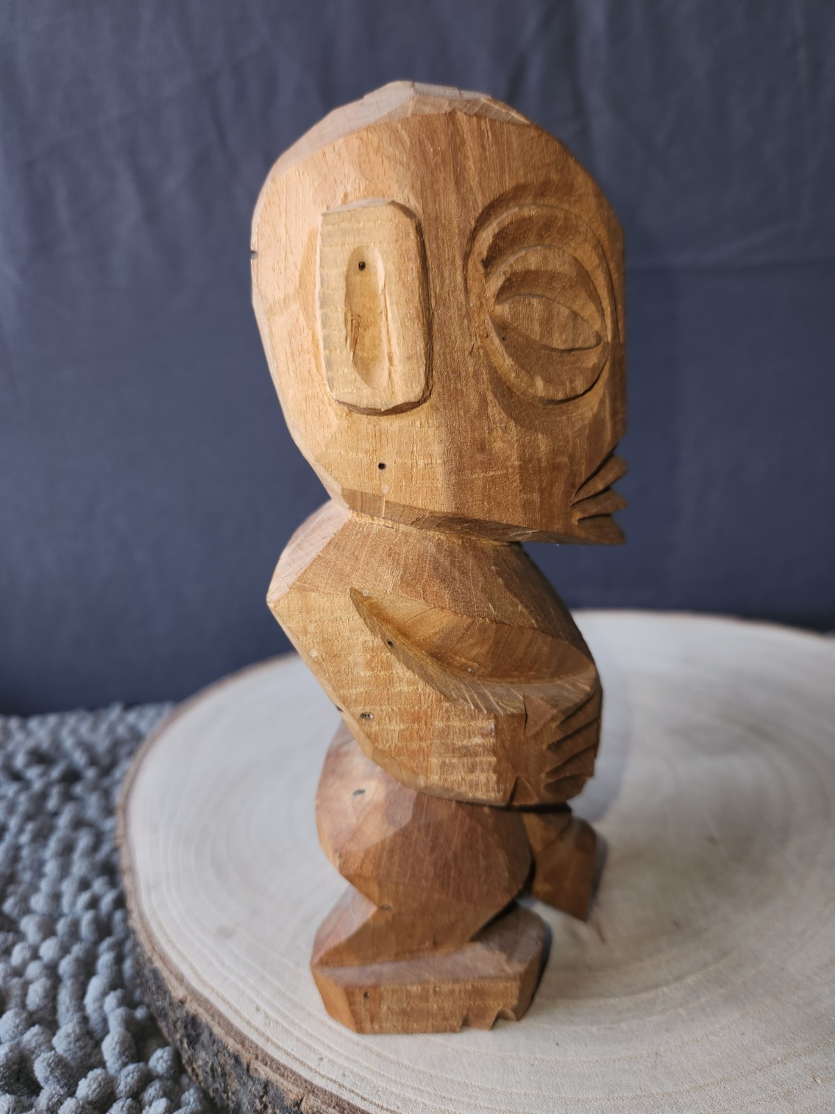 Authentic Cook Islands Tangaroa Fertility Tiki Tekowood Handmade Wood Sculpture