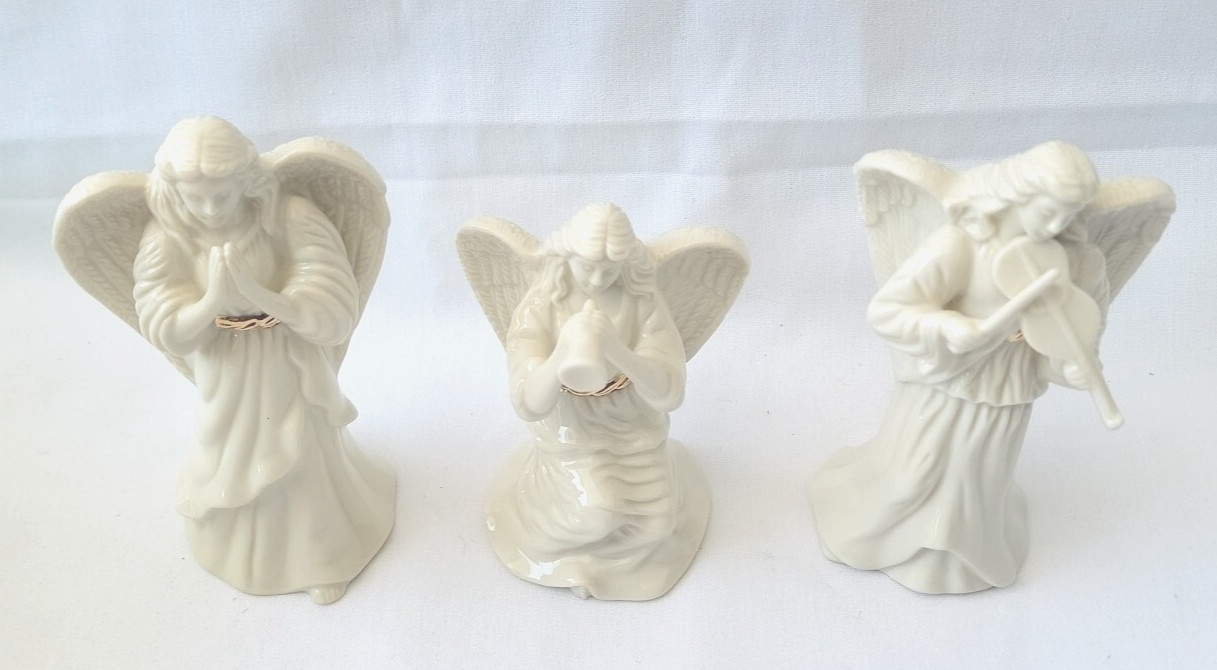 (3) Lenox Angels Porcelain Nativity Figurines 6″