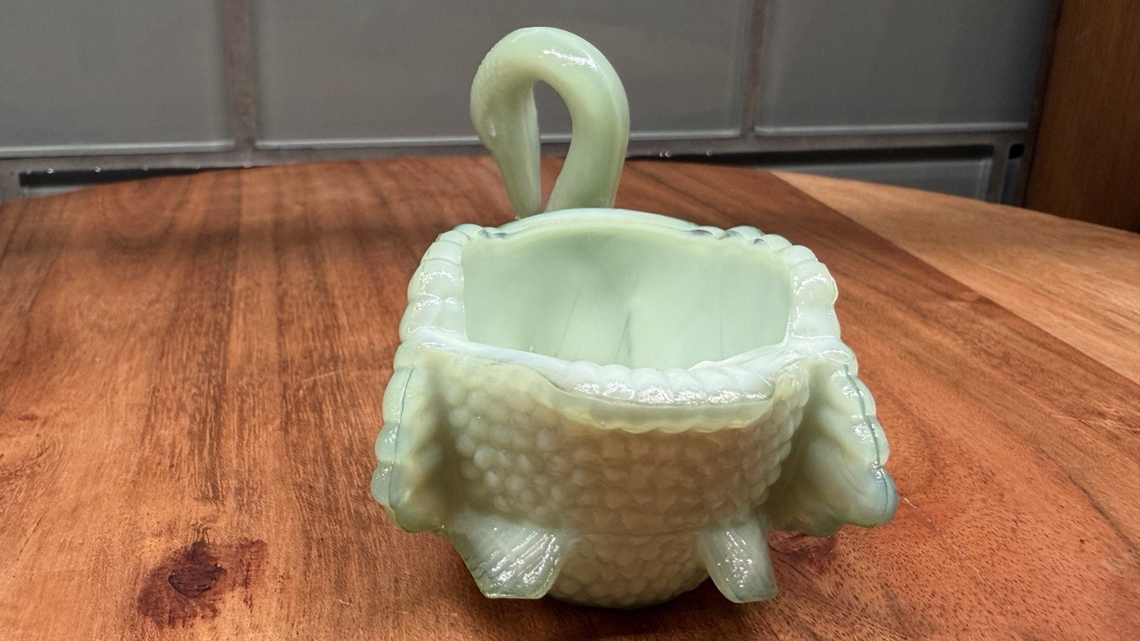 Vintage Boyd Glass Swan Open Salt Trinket Dish – Aqua Diamond Glass Collectible