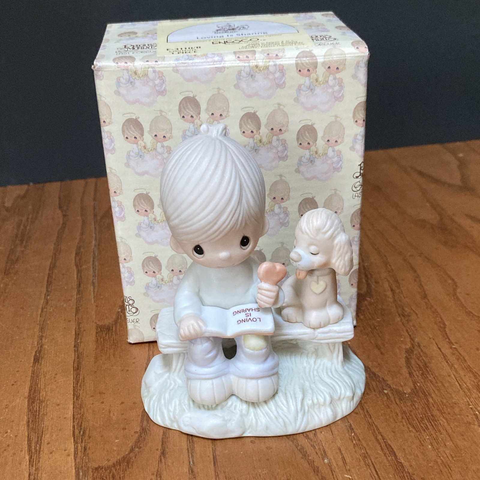 Enesco Precious Moments “Loving Is Sharing” Boy & Dog Figurine Boxed