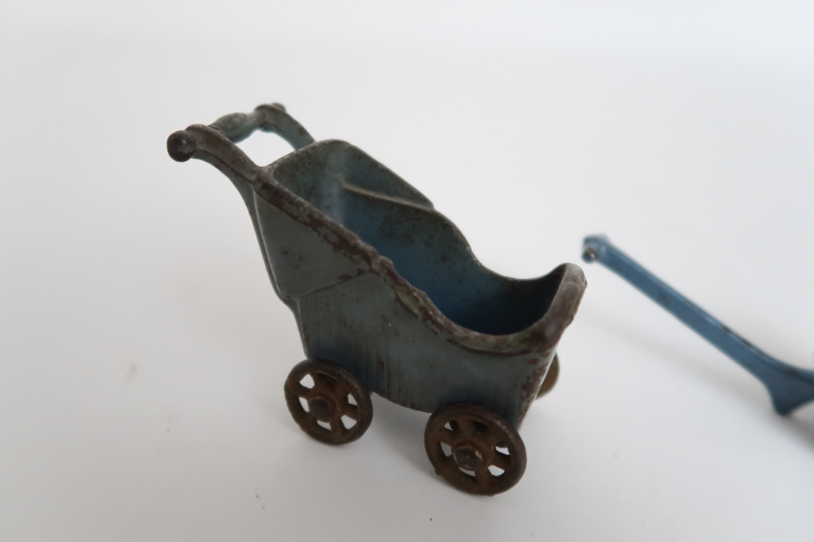 Small Baby Buggy Cart Stroller Metal Miniature 2.5″ + Small Cart with Wheels