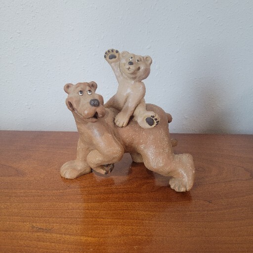 Cast Art Bear Daddy Poppa Baby 1993 Piggyback Rode Father’s Day