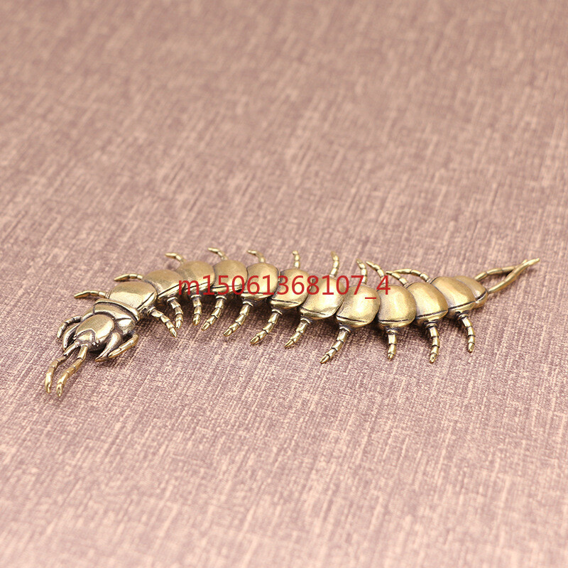 Chinese Antique Brass Solid Centipede Small Ornaments Creative Tea Pet