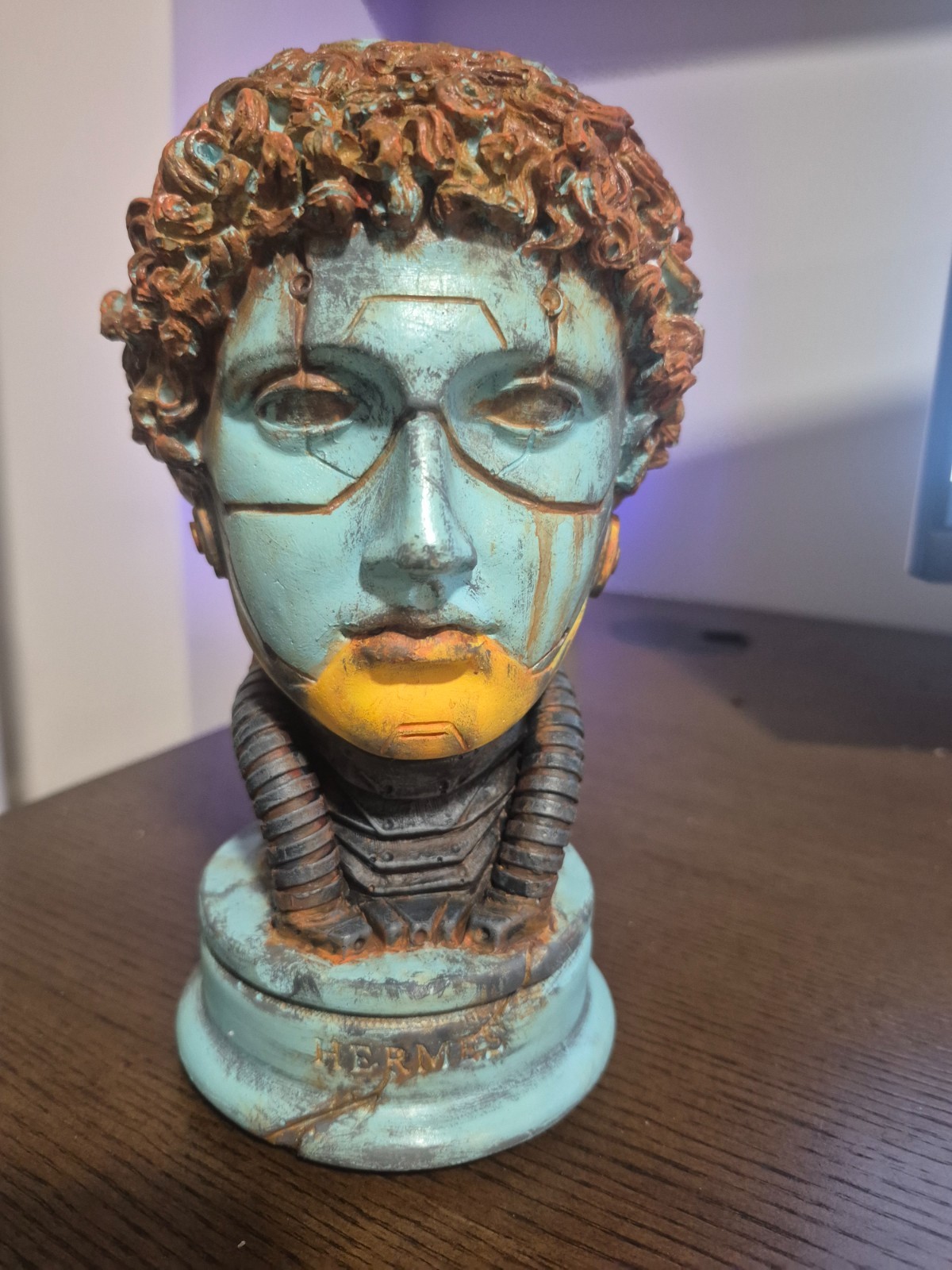 Cyborg Hermes Bust, Hermes Figure, Sci-Fi Art, Robotic Steampunk Statue 8.5 in