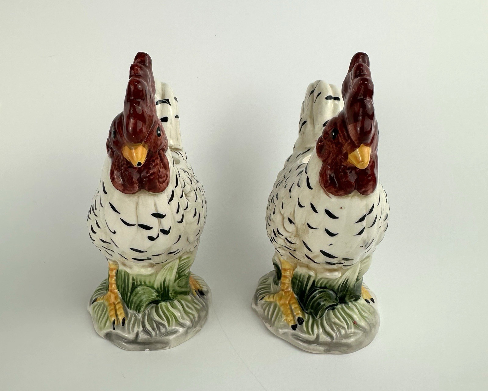 Vintage J. Willfred Handpainted Rooster Candle Holders Ceramic Sadek Import 4.5”