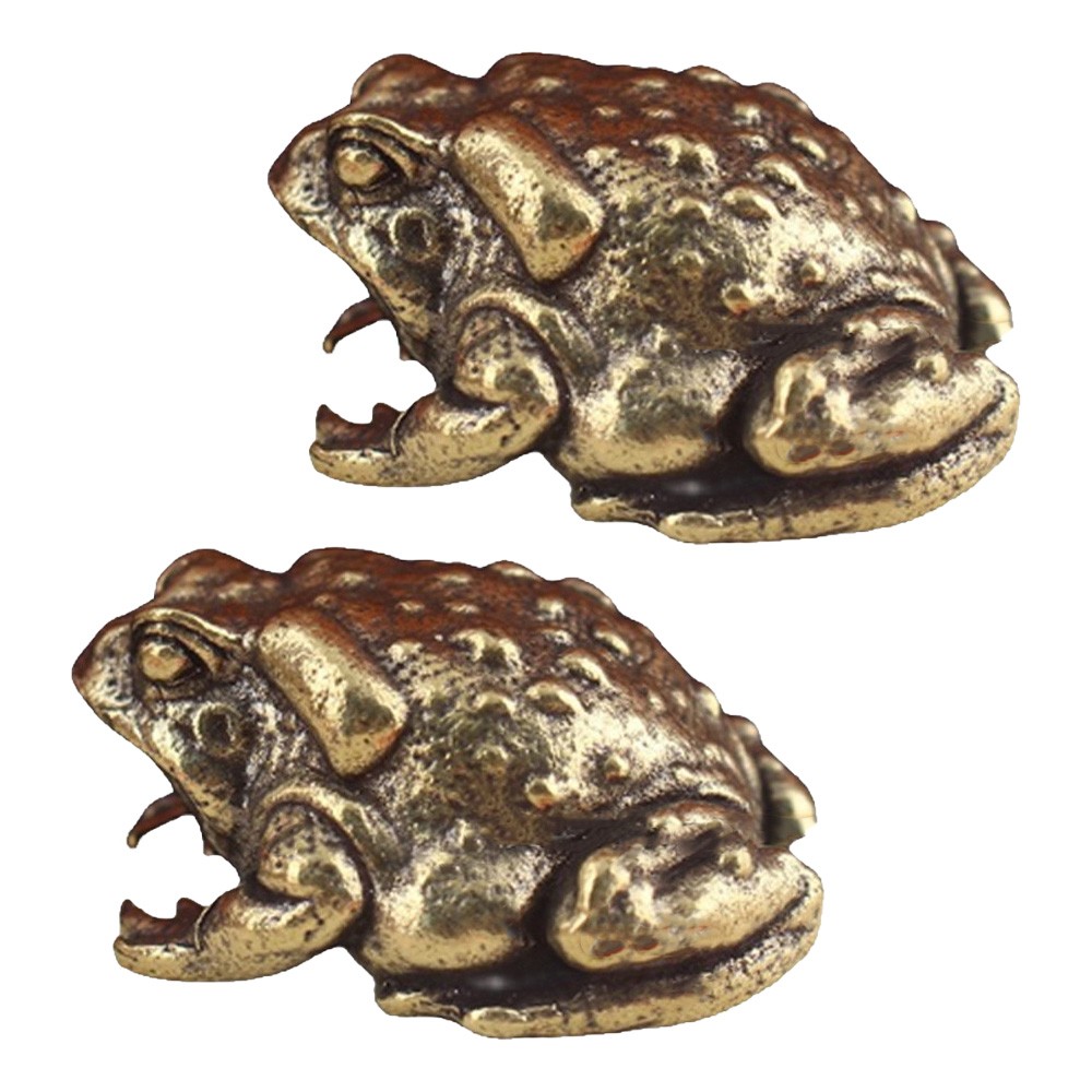 2x 40mm Antique Bronze Sculpture Solid Brass Toad Small Ornament Home Decor US