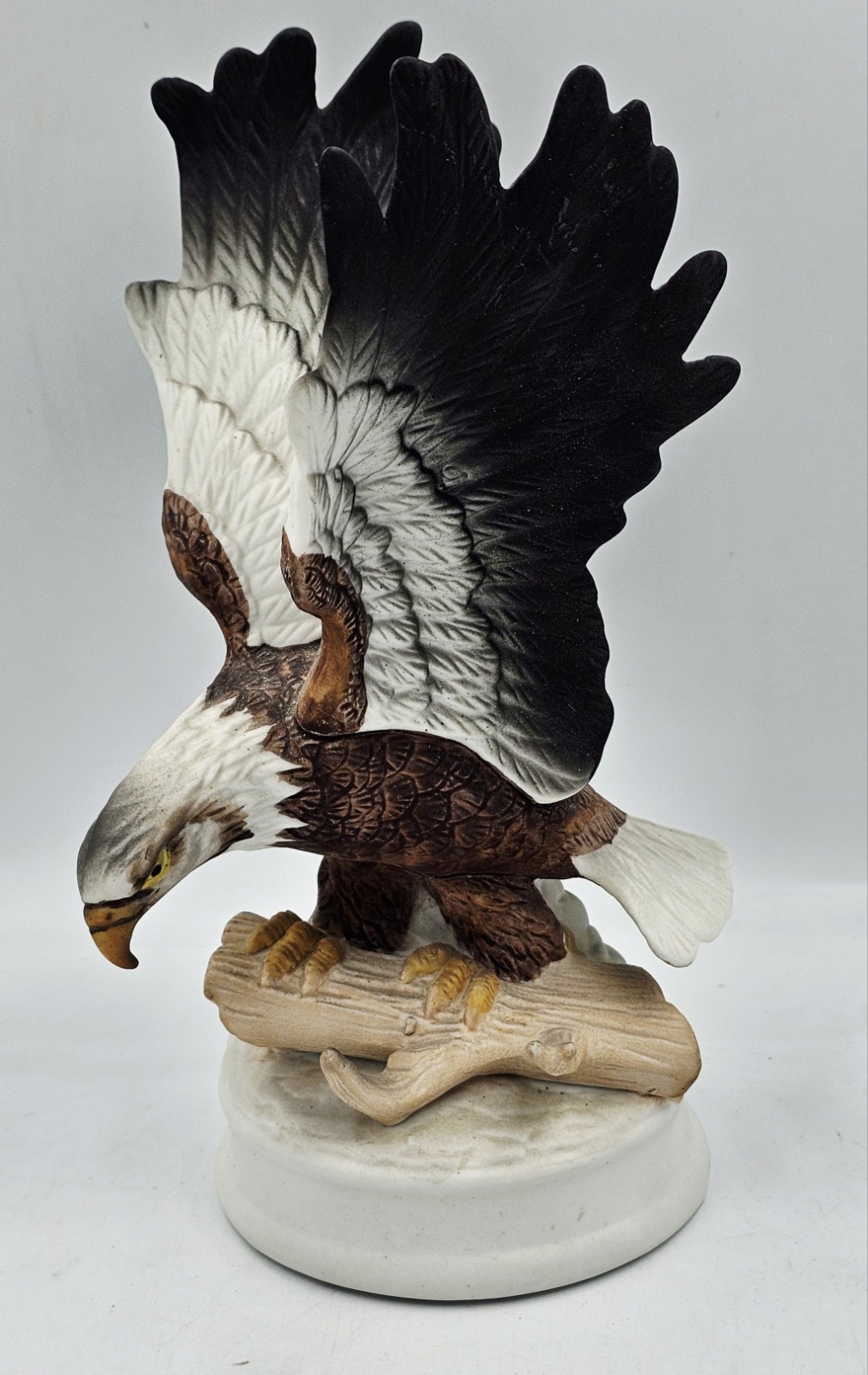 Bald Eagle Porcelain Figurine Matte Labeled Meico Hand Painted Taiwan 7.25″H