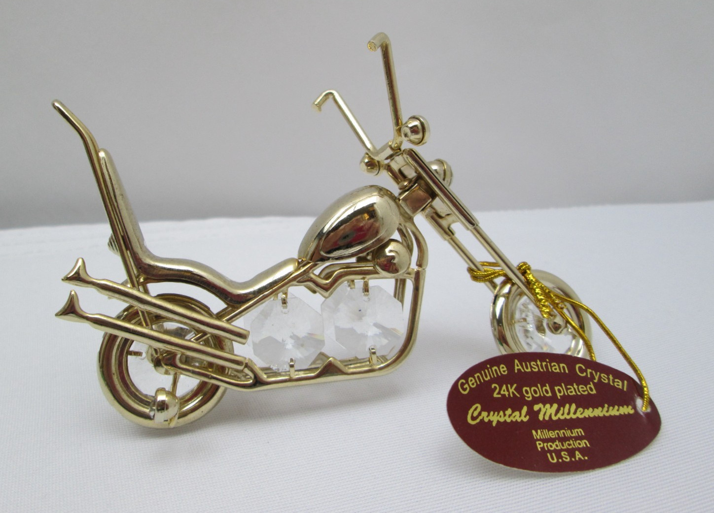 24K Gold Plated Motorcycle with Austrian Crystals Figurine