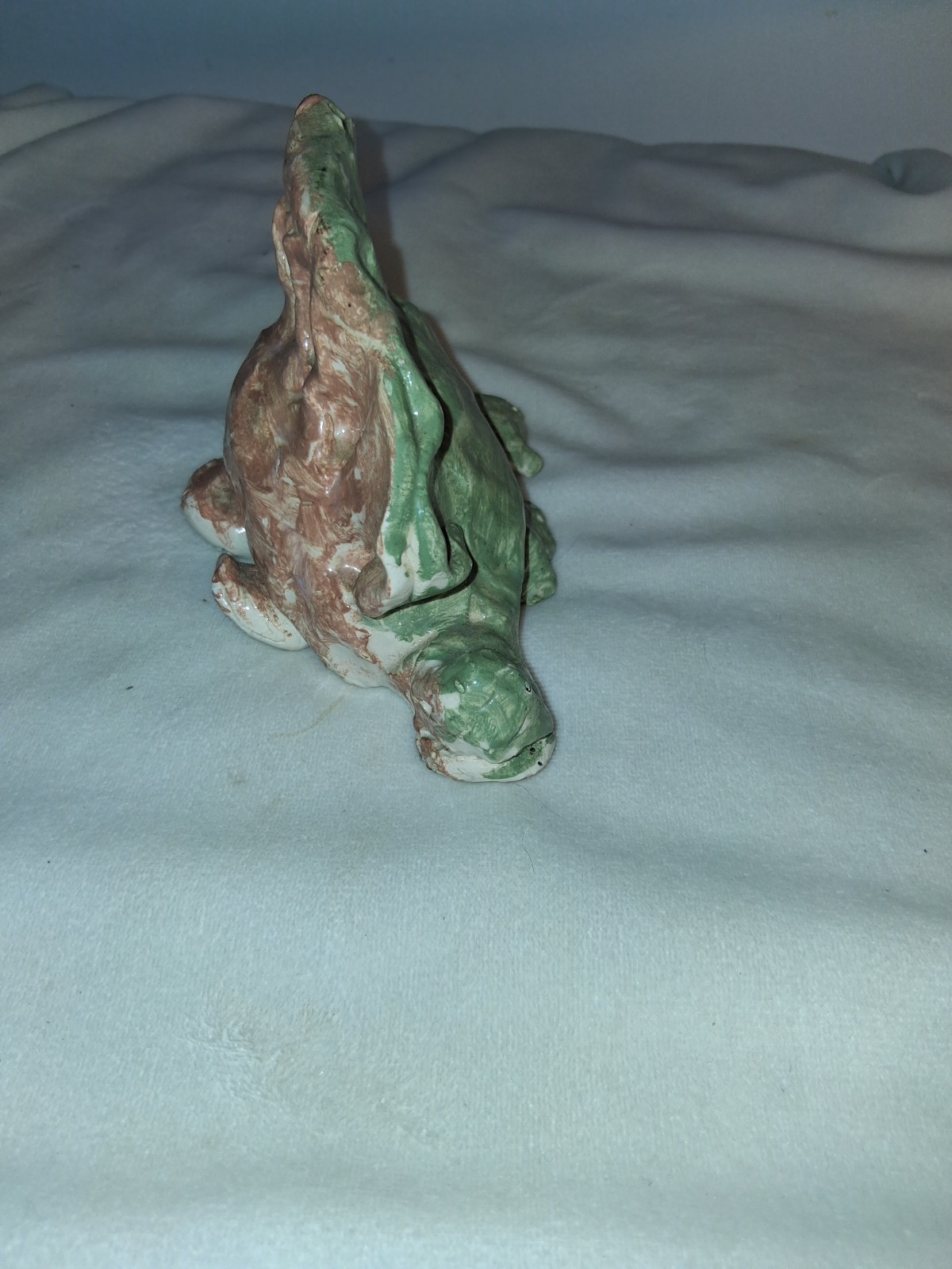 Handmade Ceramic Painted Dinosaur by Child, 8in Abstract Art