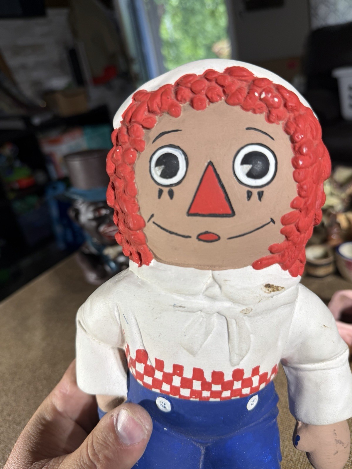 Vintage Raggedy Ann Ceramic Figurine Hand Painted Country Decor
