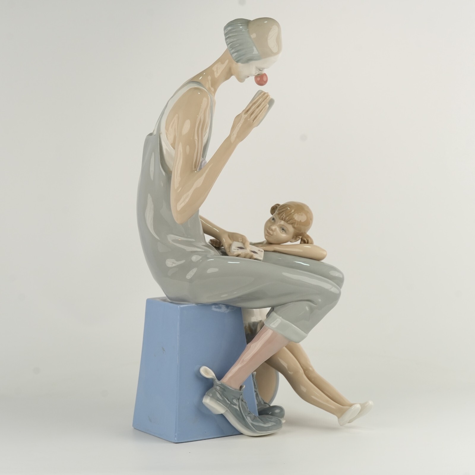Retired Lladro #4605 “Magic” Clown with Cards & Ballerina 16″ tall RARE