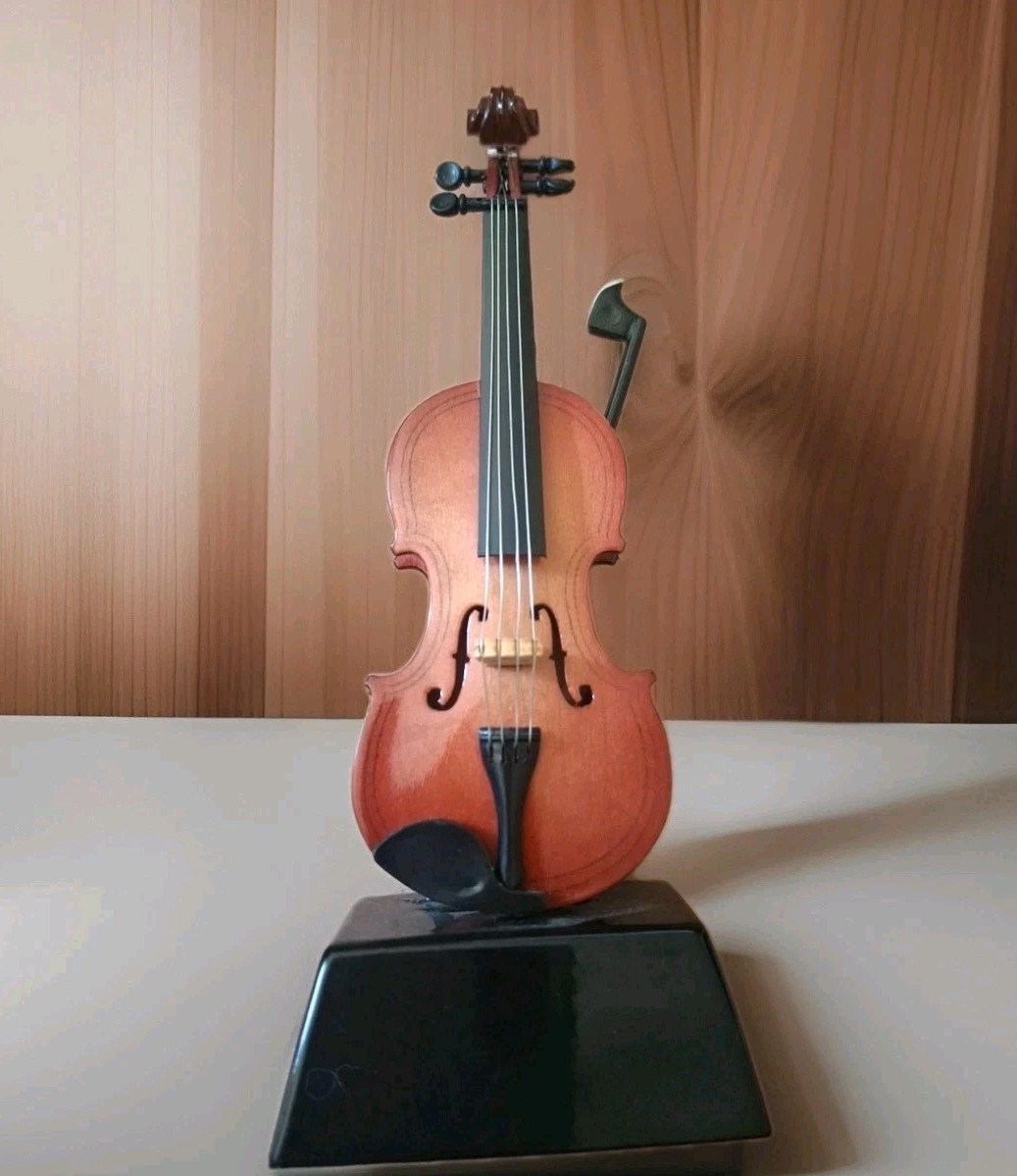 Violin Mini Replica Attached To Stand Instrument Model Musical 7″ Shelf Decor