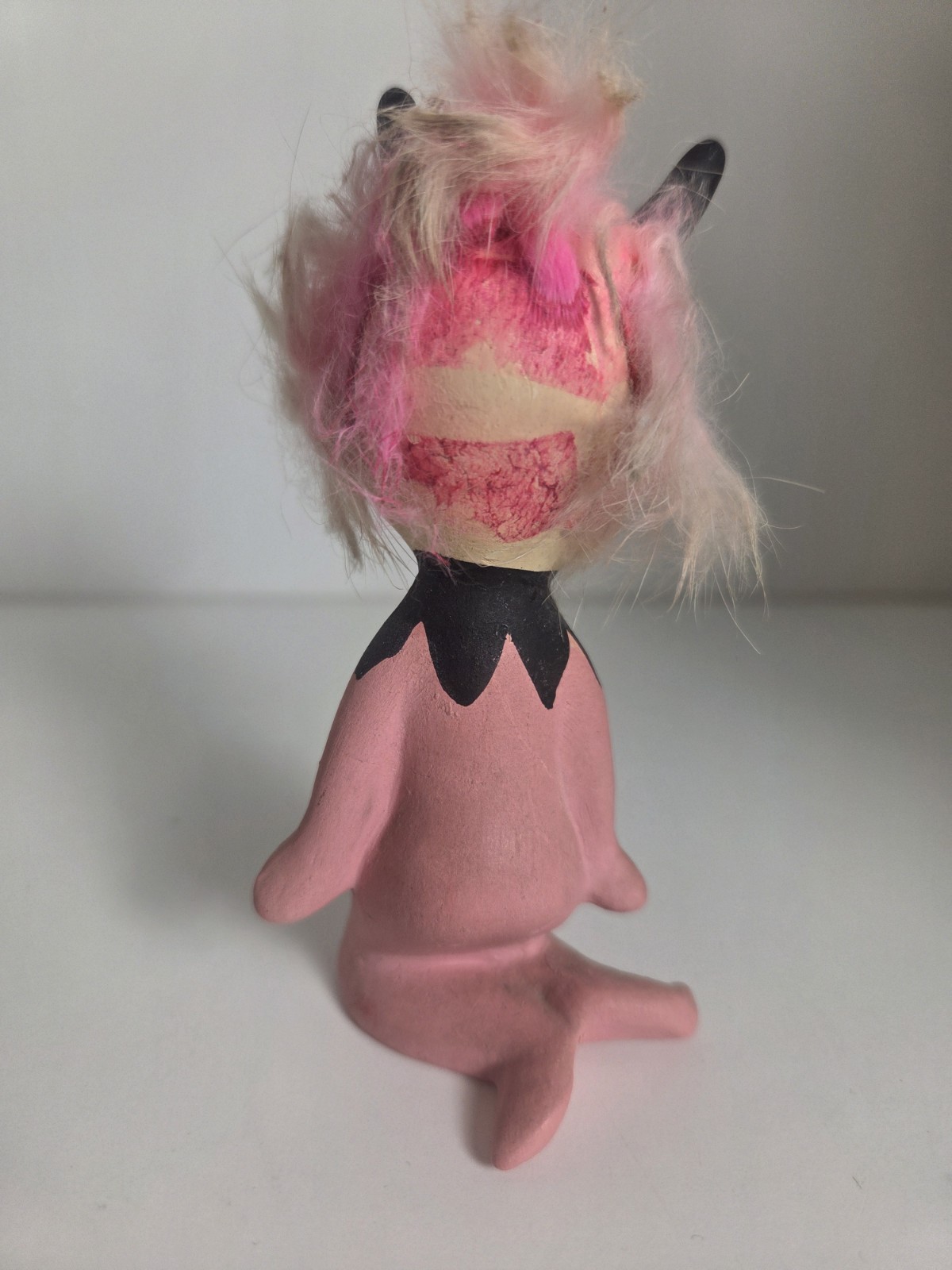 Rare Pink Moon Girl Alien Norleans Imp with Horns 1950s Japan Kitsch Figurine