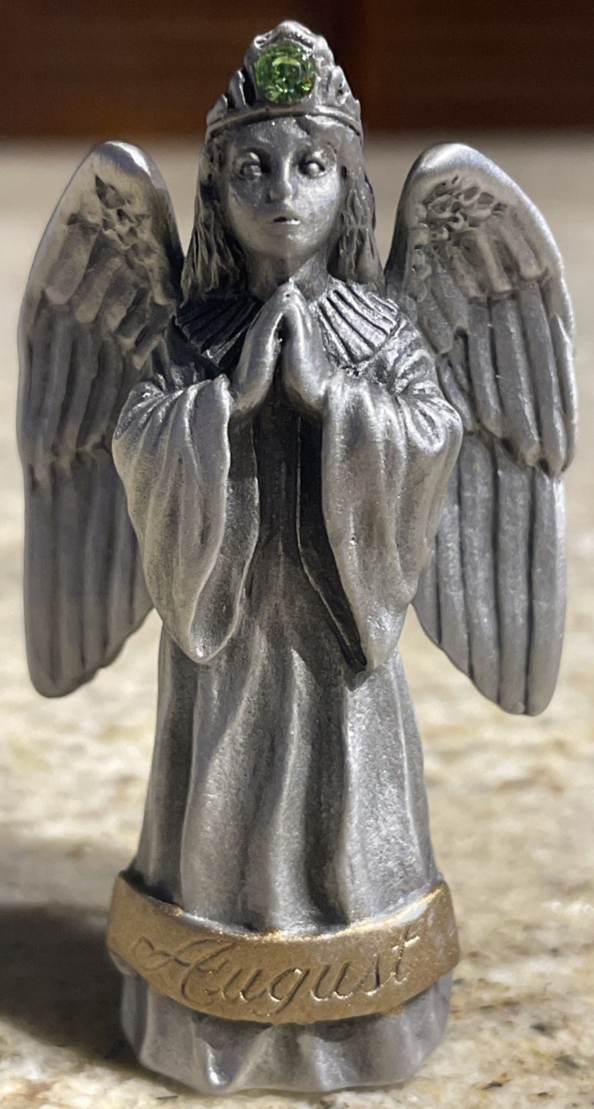 Vintage Hudson Pewter AUGUST Birthday/Birthstone Angel Figurine 1995 / 2.5” NOS